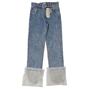 Alice + Olivia Amazing Crystal Embellished Jeans 24 Boyfriend Lightning Blue NWT